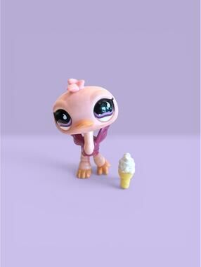 Littlest Pet Shop Ostrich #851 Figure LPS with Ice Cream Accessory